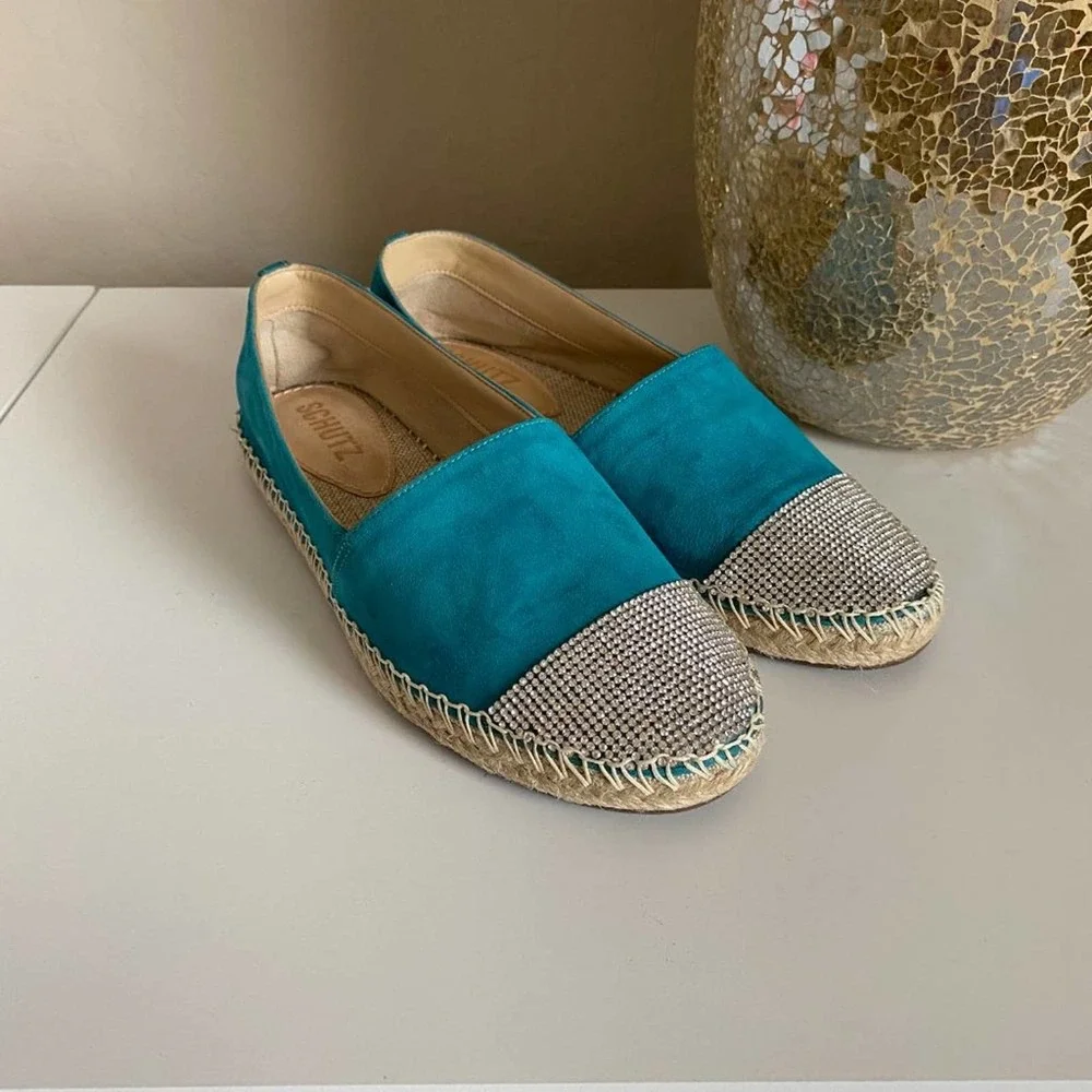 Schutz‎ Cherie Embellished Cap Toe Espadrille Flats
